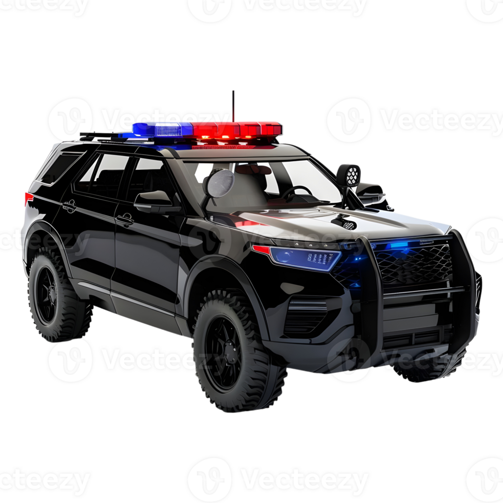 3D Rendering of a Police Mobile or Van on Transparent Background png