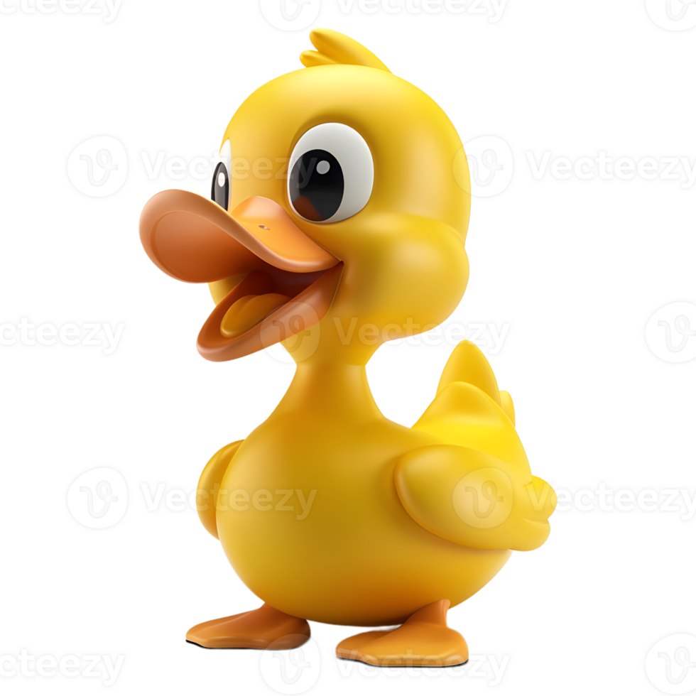 3D Rendering of a Yellow Duck Toy on Transparent Background png