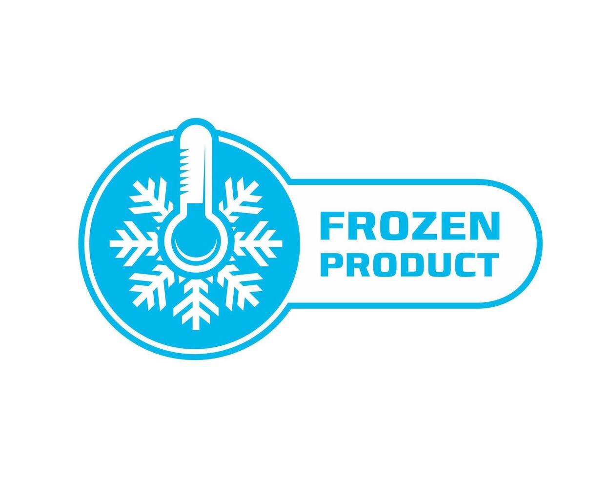 Frozen food product icon, ice crystal label, badge vector