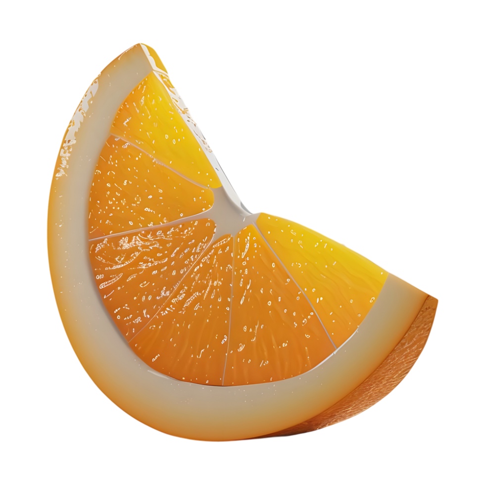 3D Rendering of a Orange Fruit Slice on Transparent Background png