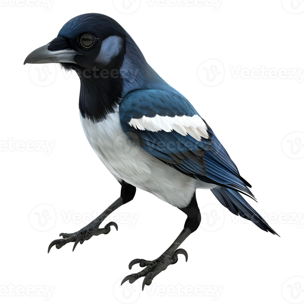 3D Rendering of a Magpie Bird on Transparent Background png
