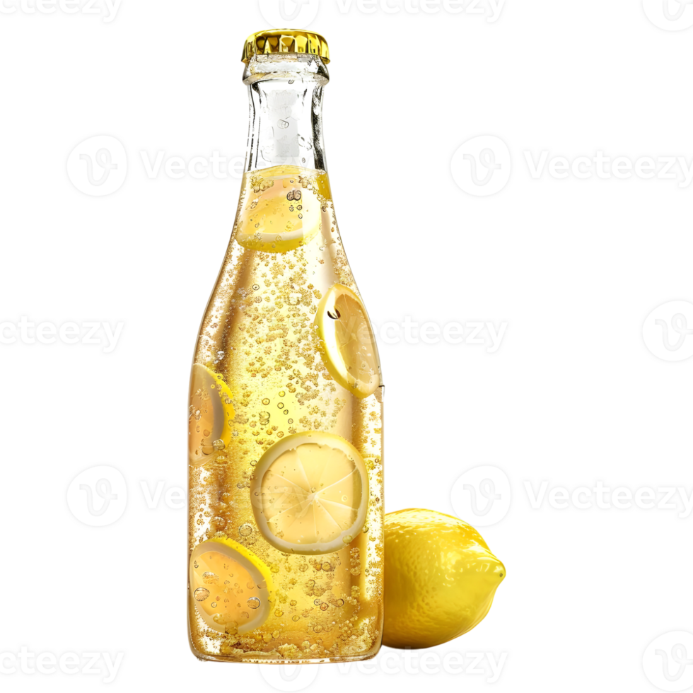 3D Rendering of a Lemon Juice Bottle on Transparent Background png