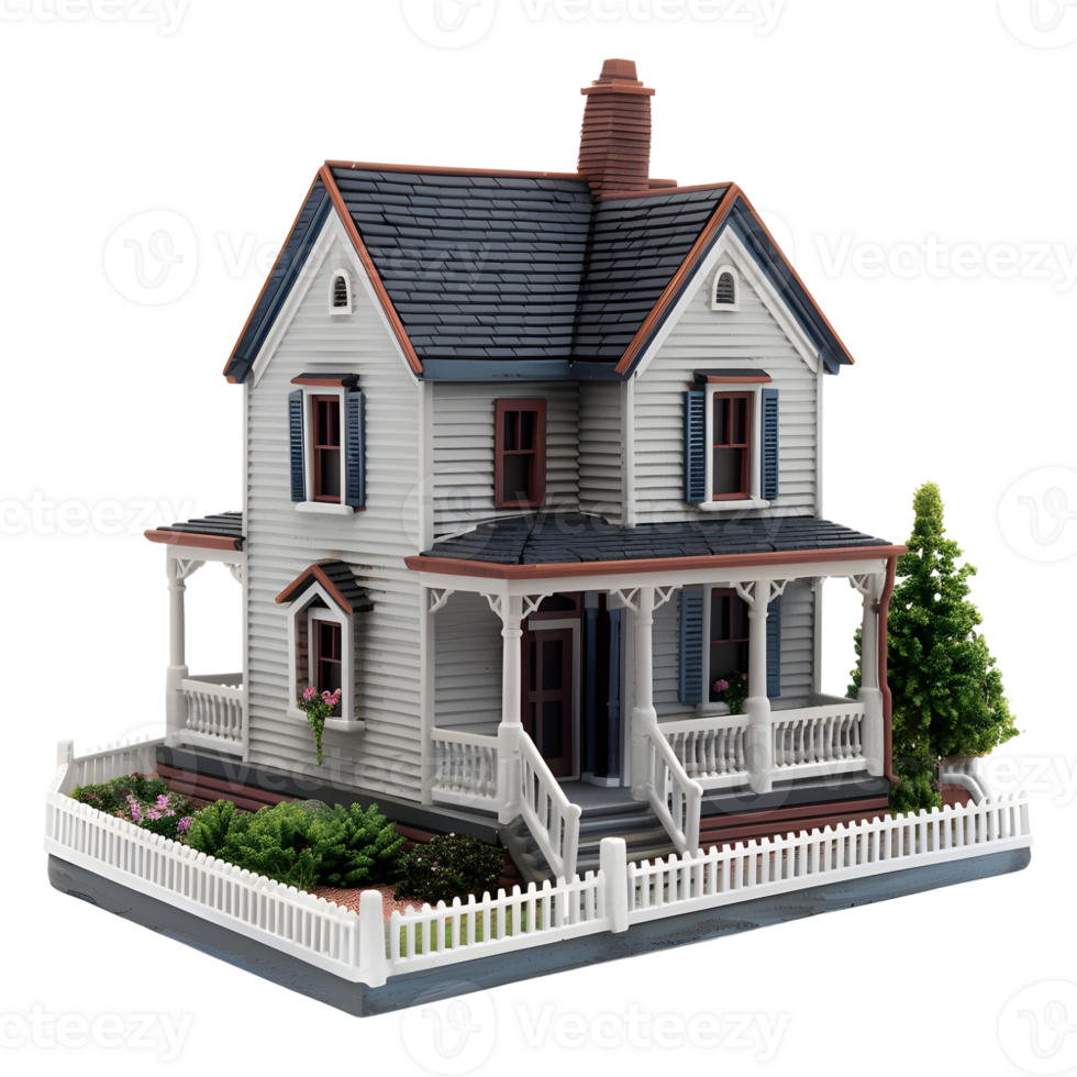 3D Rendering of a Luxury Wooden House on Transparent Background png