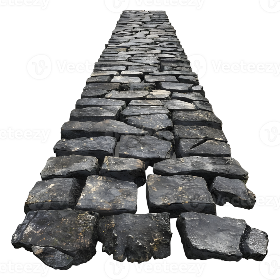 3D Rendering of a Vintage Stone Road on Transparent Background png