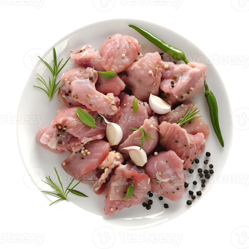 3D Rendering of a Raw Meat in a Plate on Transparent Background png