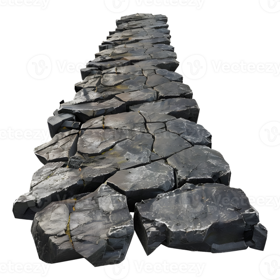 3D Rendering of a Vintage Stone Road on Transparent Background png