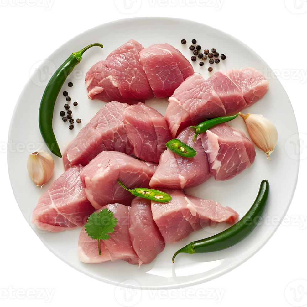 3D Rendering of a Raw Meat in a Plate on Transparent Background png