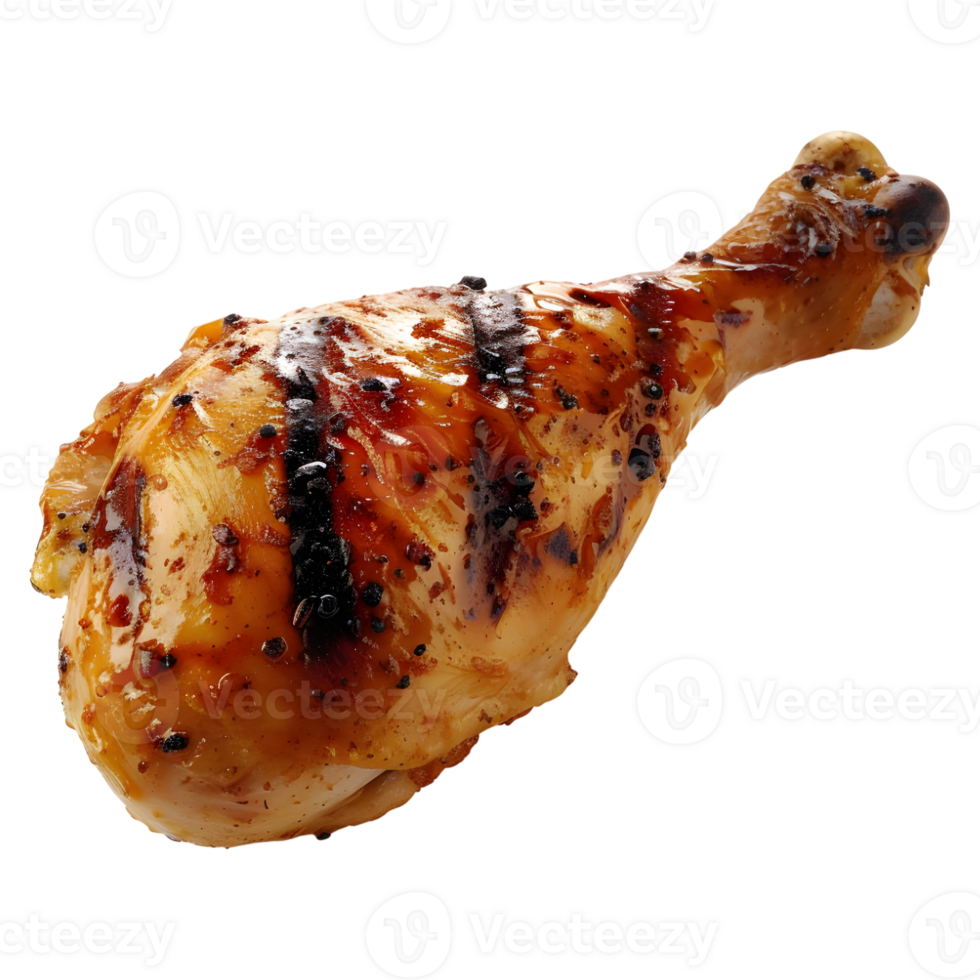 3D Rendering of a Grilled Leg Piece of Chicken on Transparent Background png