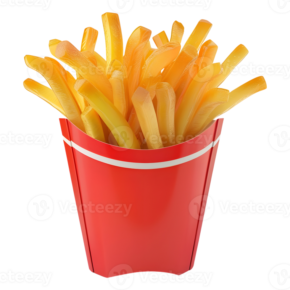 3D Rendering of a French Fries on Transparent Background png