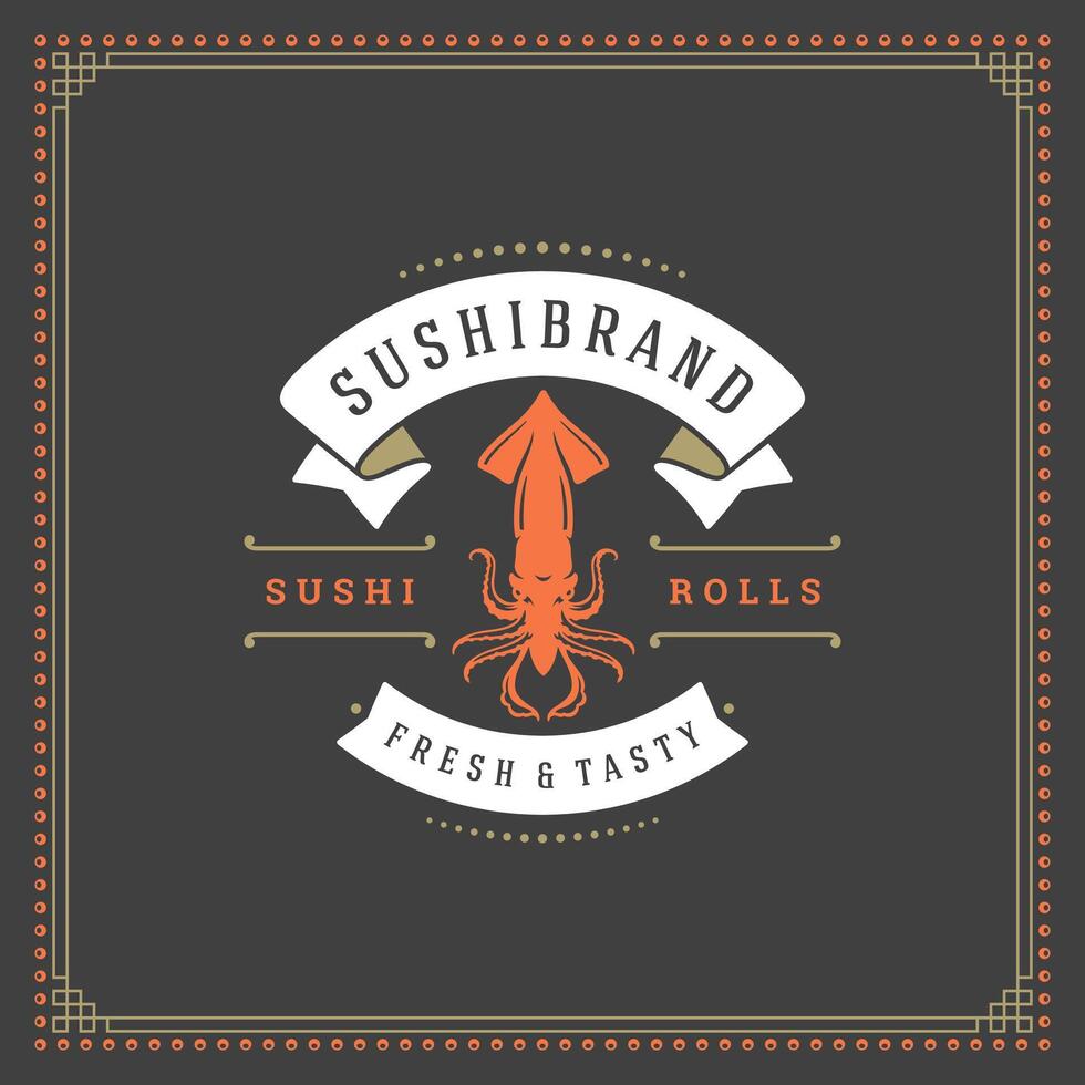 Sushi restaurante logo ilustración. vector