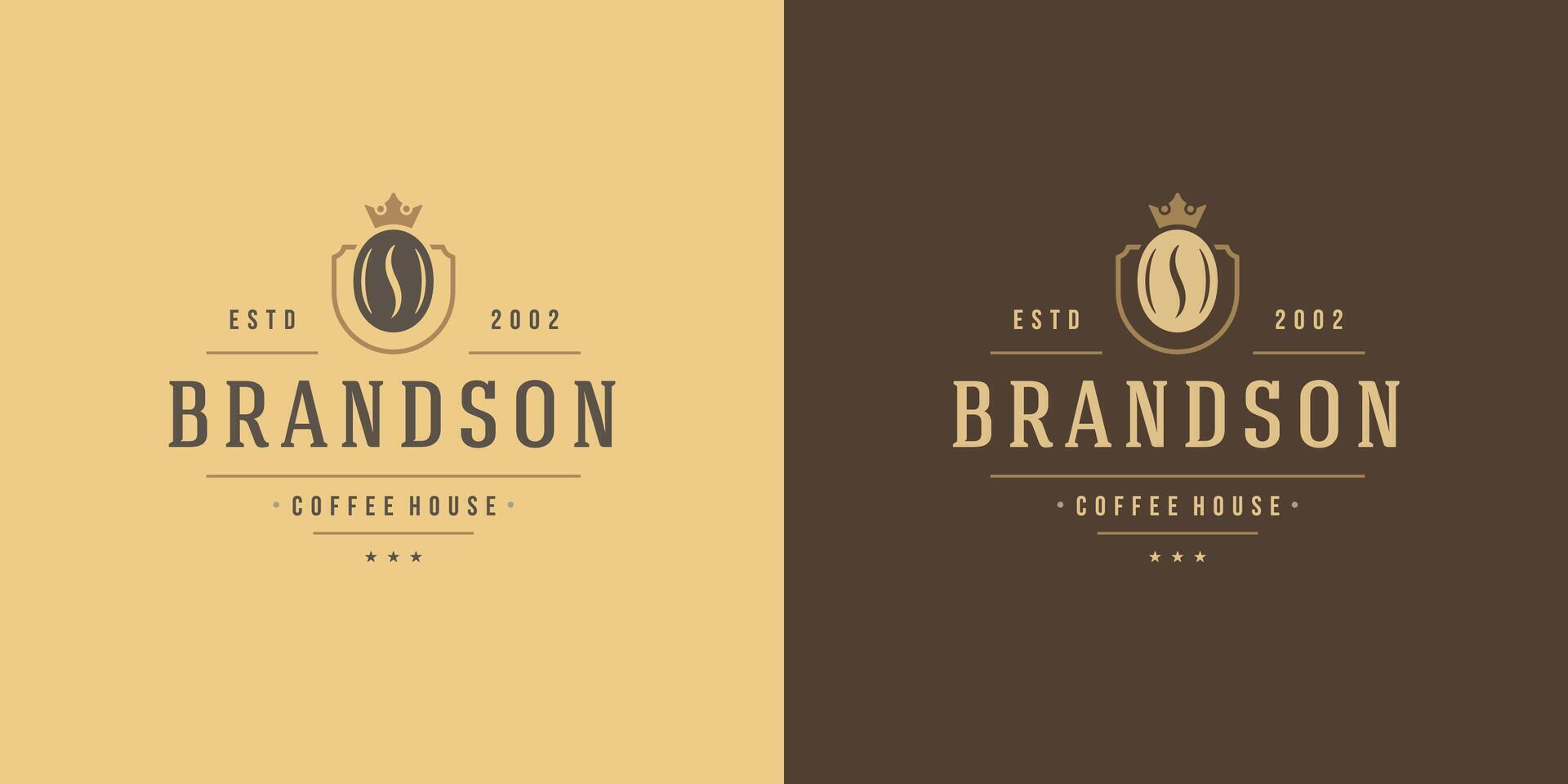 Coffee shop logo template illustration with bean silhouette good for cafe badge design and menu decoration vector