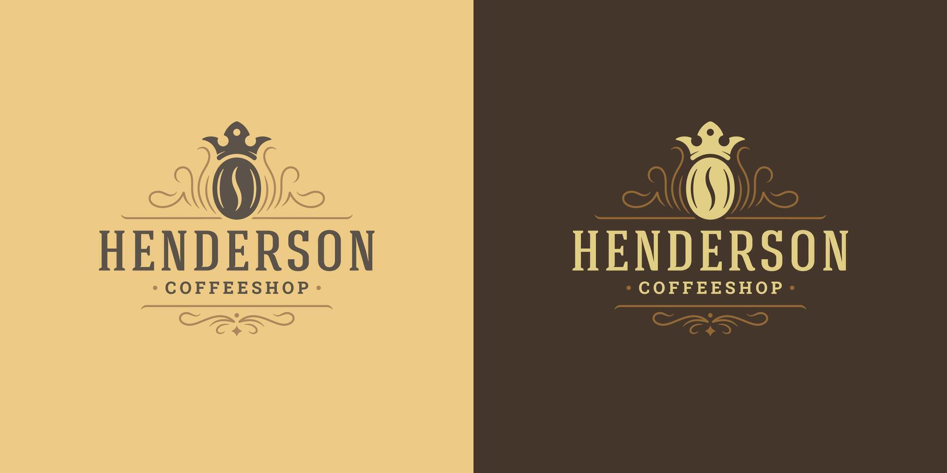 Coffee shop logo template illustration with bean silhouette good for cafe badge design and menu decoration vector