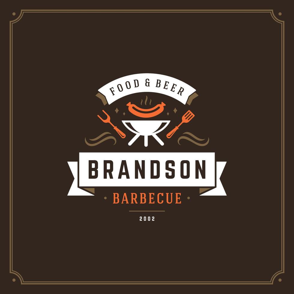 Grill restaurant logo illustration. vector