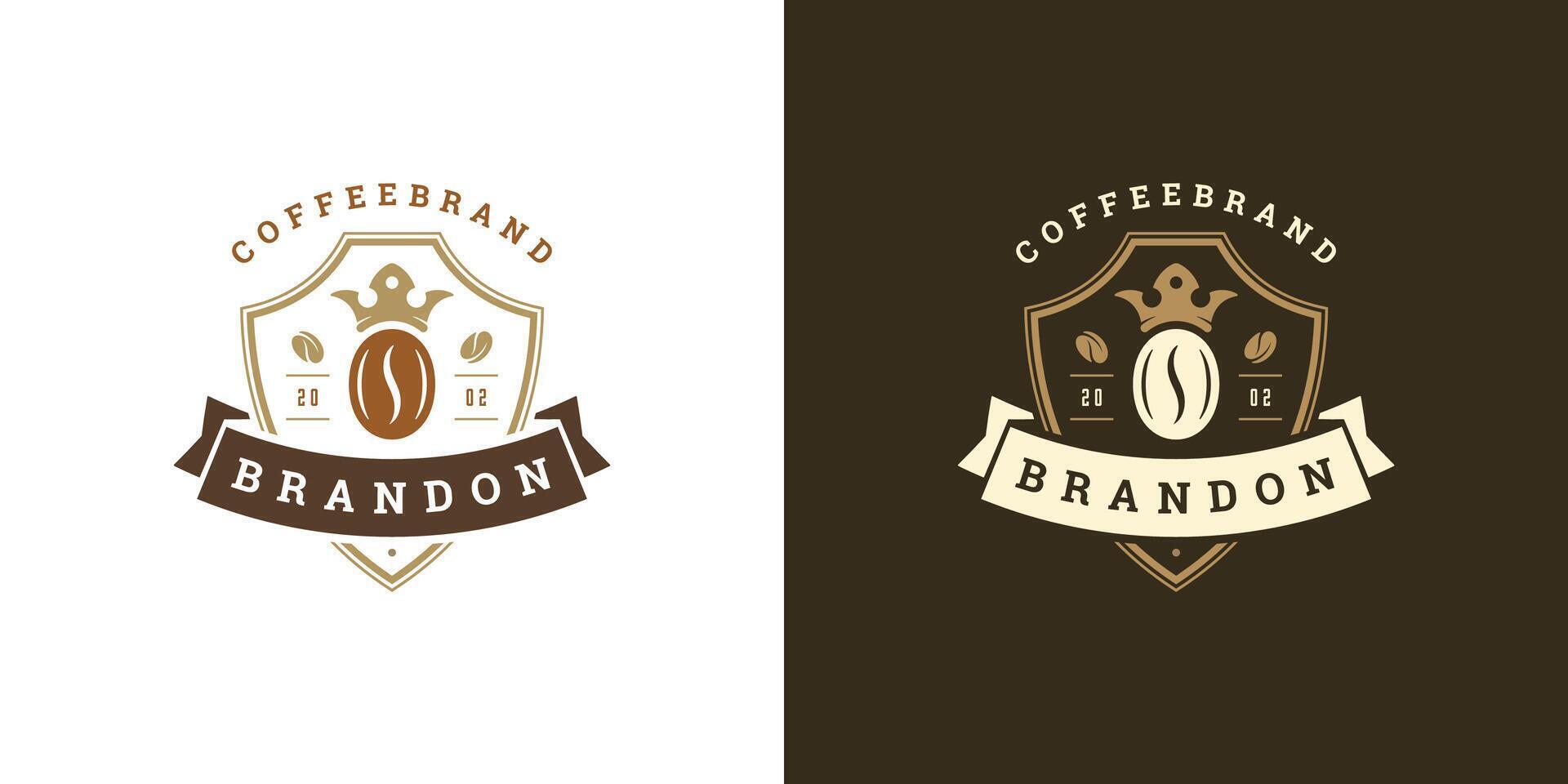 Coffee shop logo template illustration with bean silhouette good for cafe badge design and menu decoration vector