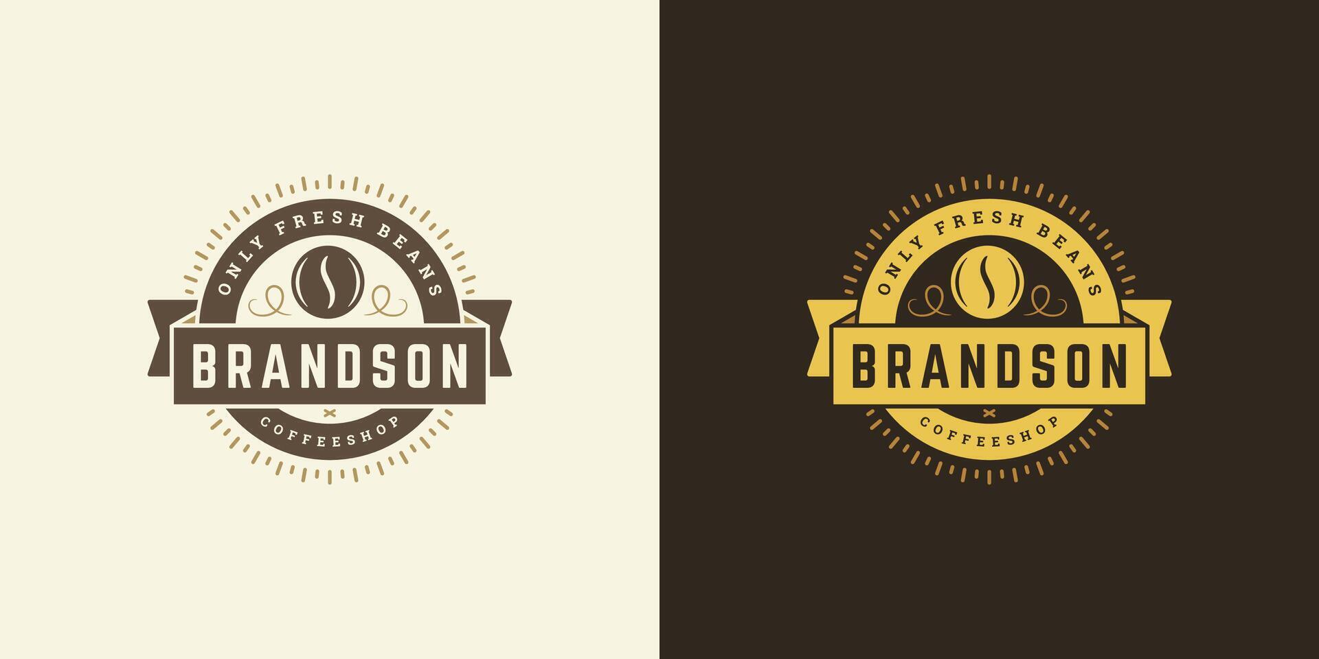 Coffee shop logo template illustration with bean silhouette good for cafe badge design and menu decoration vector