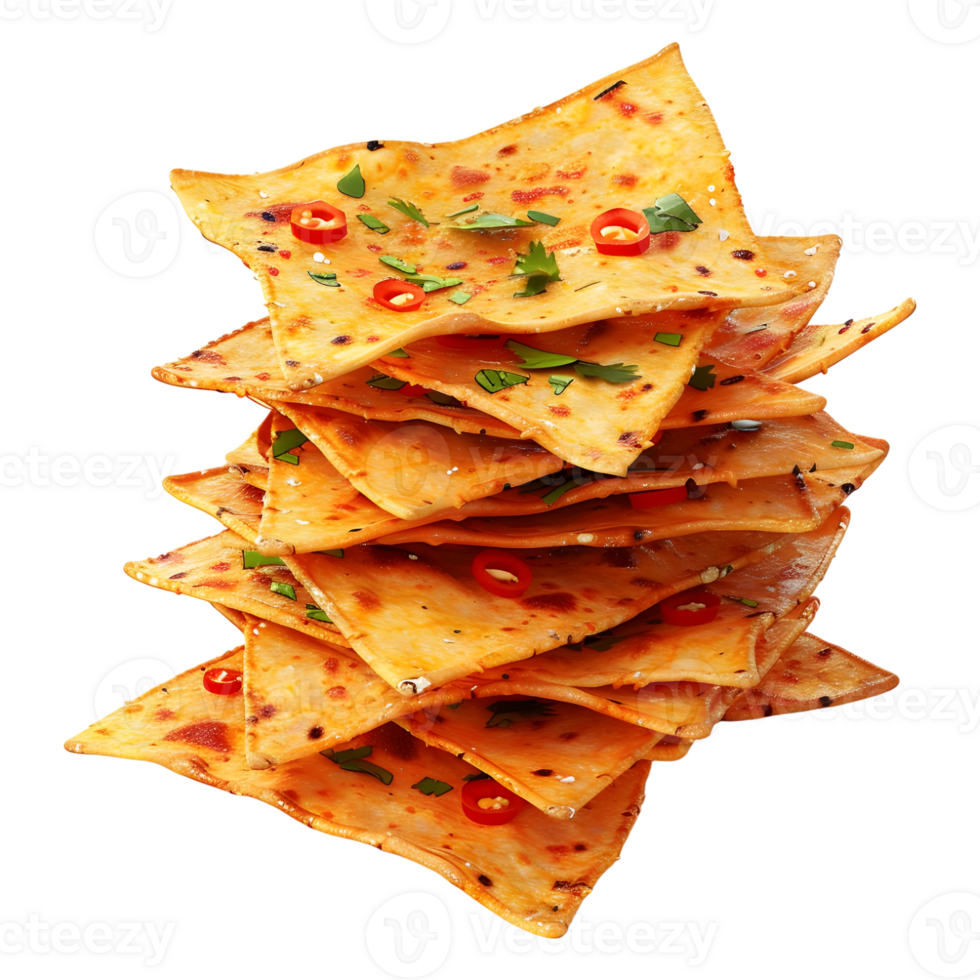 3D Rendering of a Spicy Triangular Chips on Transparent Background png