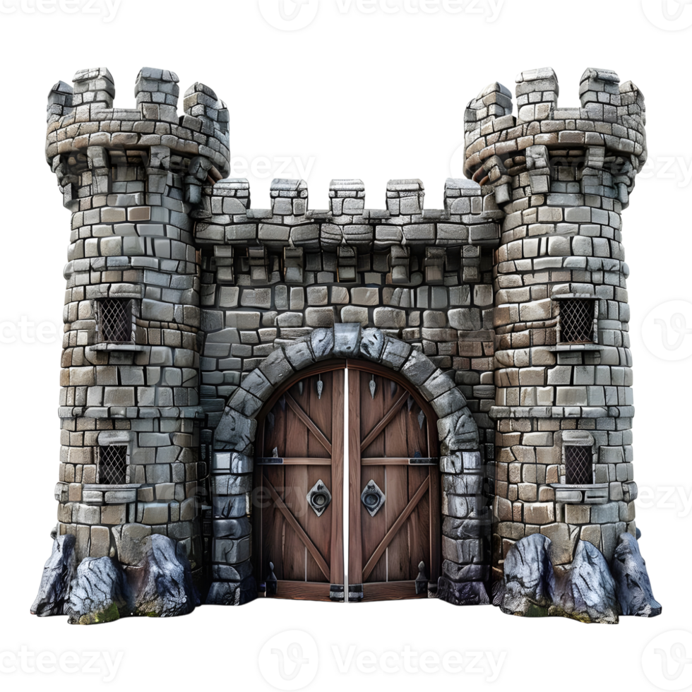 Ancient Castle Gate Front on Transparent background png