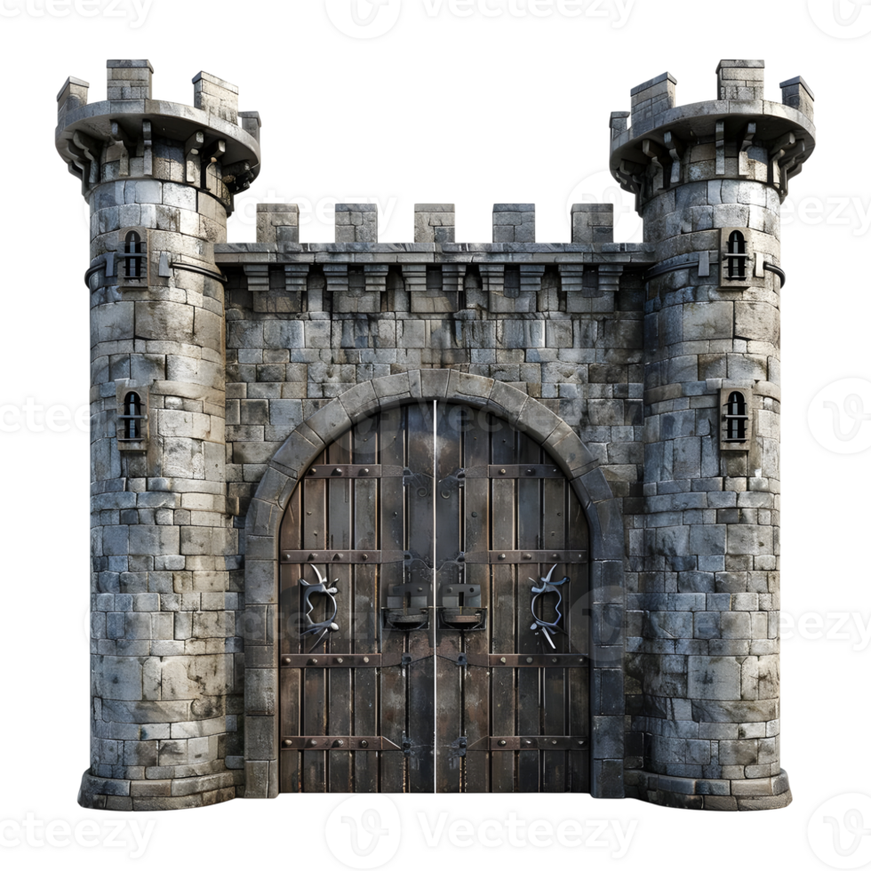 Ancient Castle Gate Front on Transparent background png