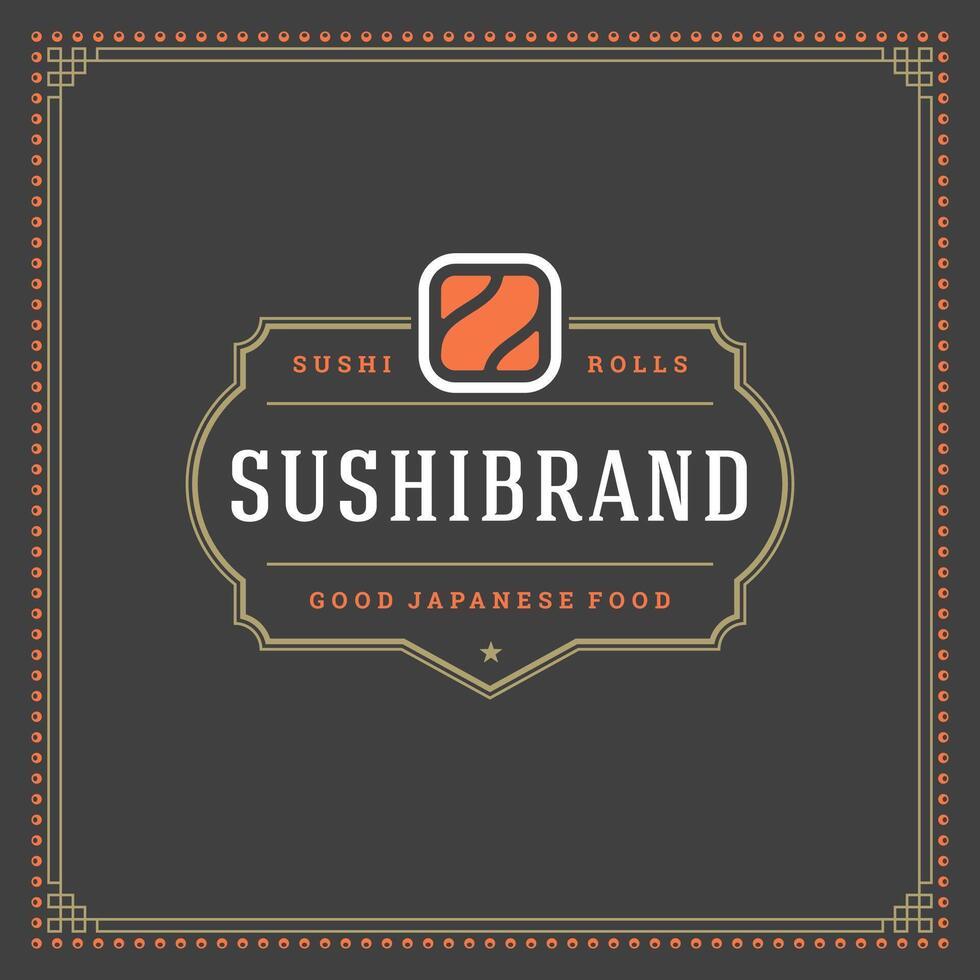 Sushi restaurant logo illustration. vector