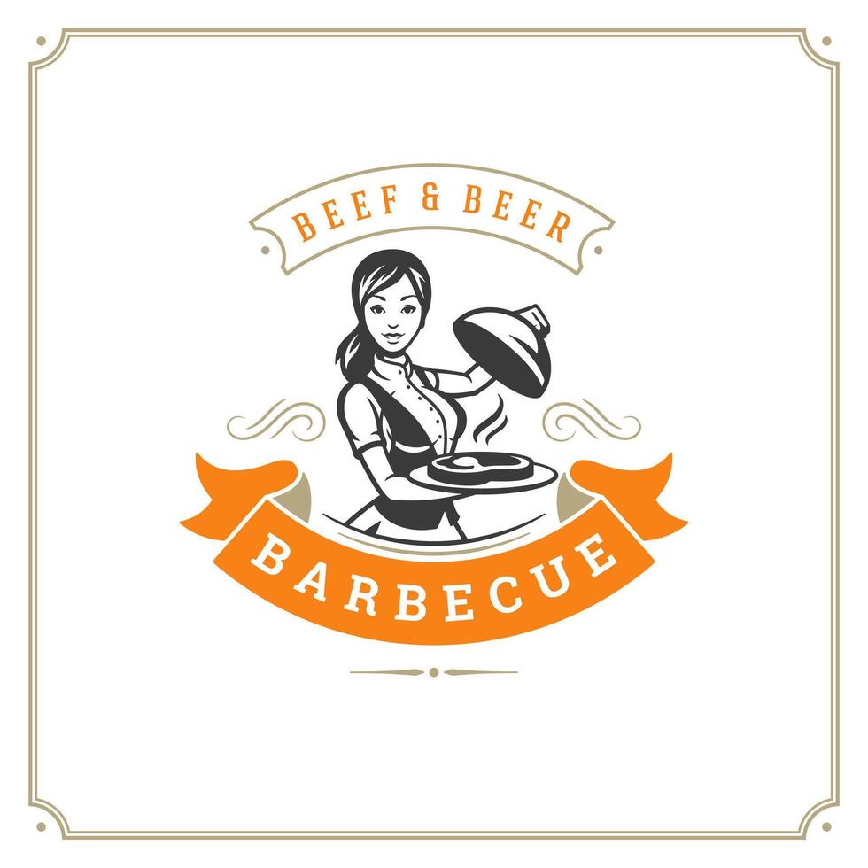 Grill restaurant logo illustration. vector