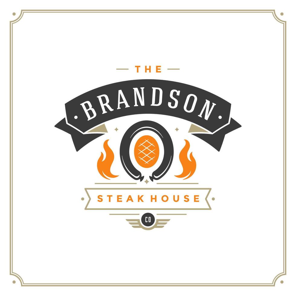 Grill restaurant logo template illustration. vector