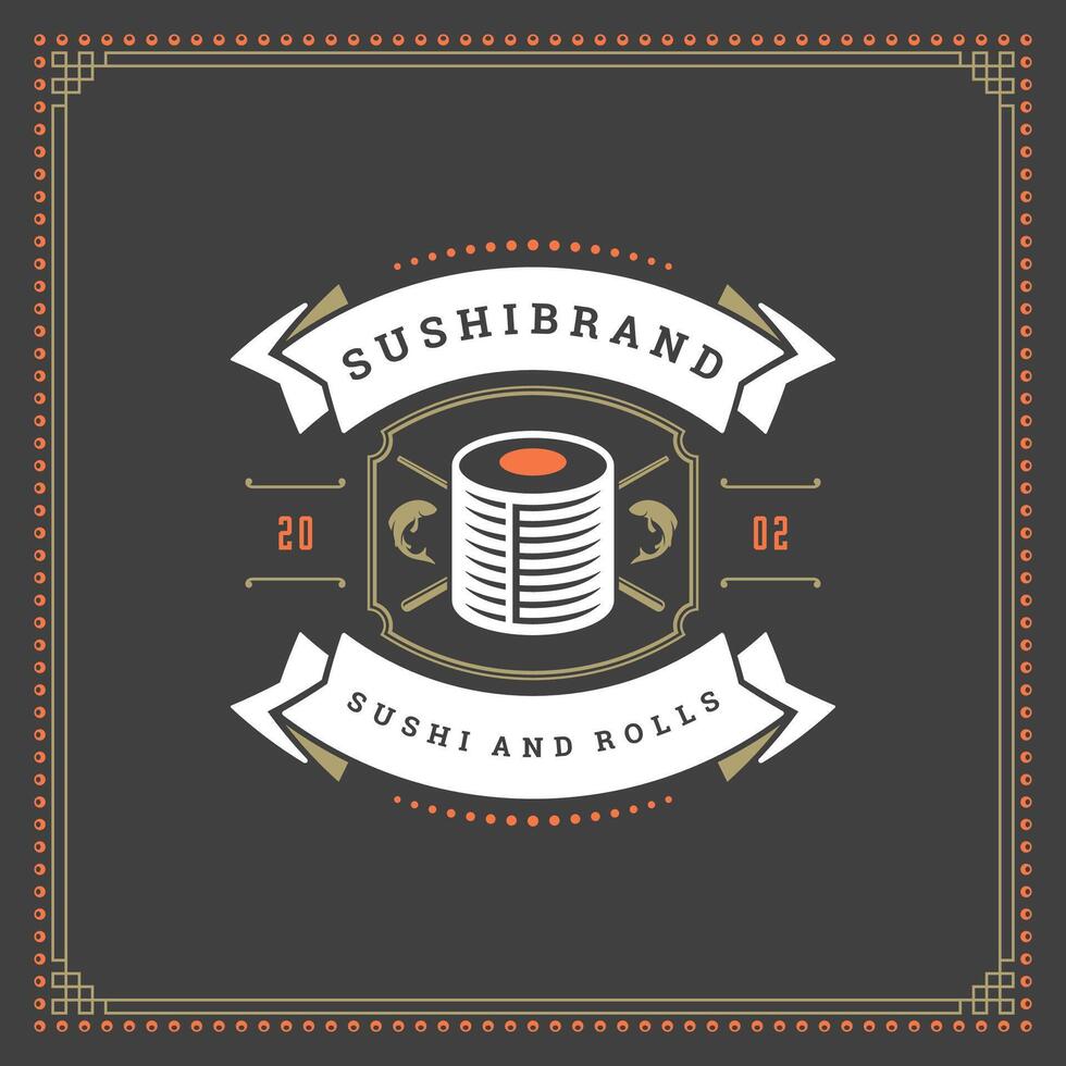 Sushi restaurante logo ilustración. vector