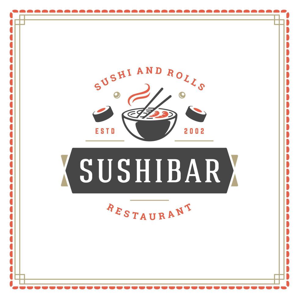 Sushi restaurante logo ilustración. vector