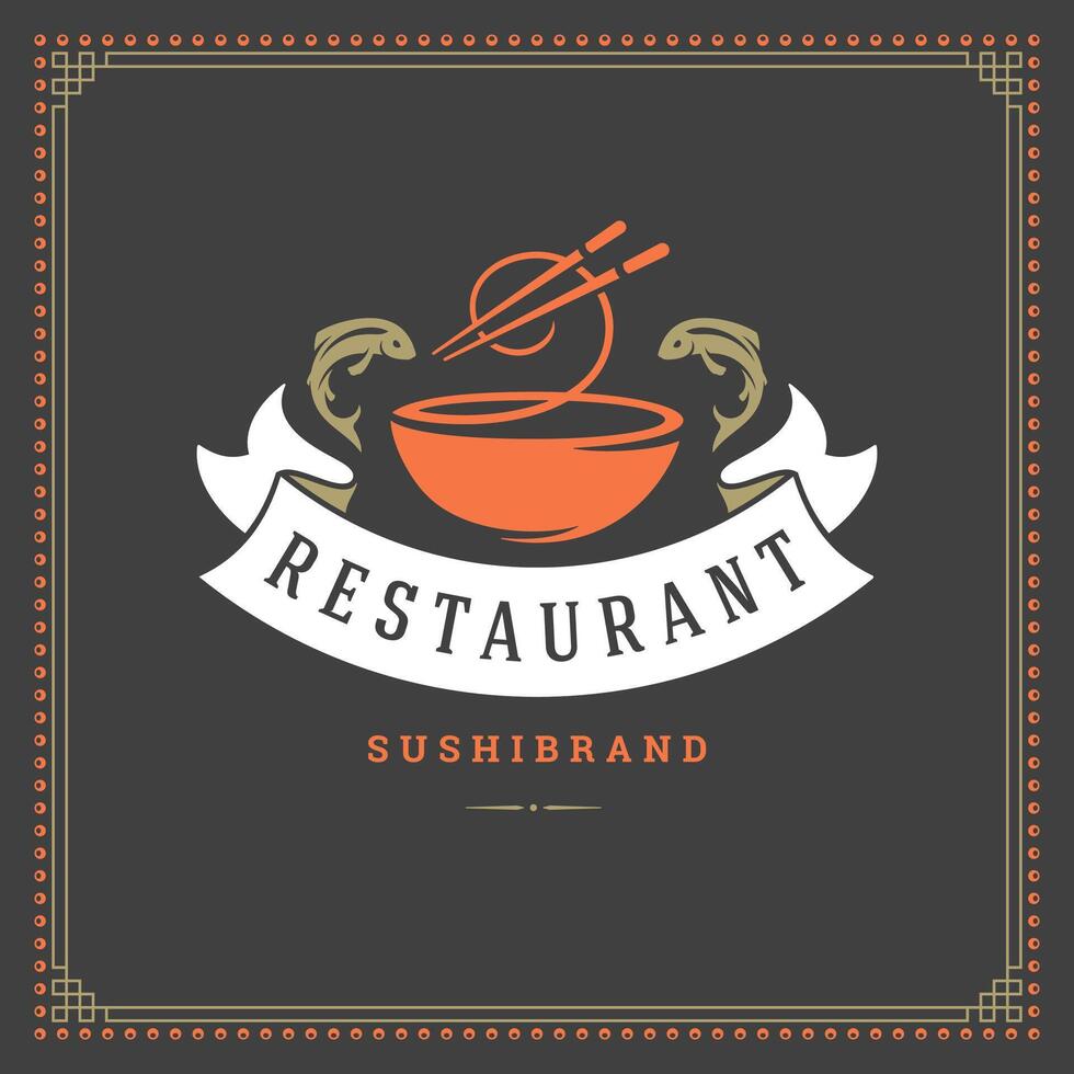 Sushi restaurante logo ilustración. vector