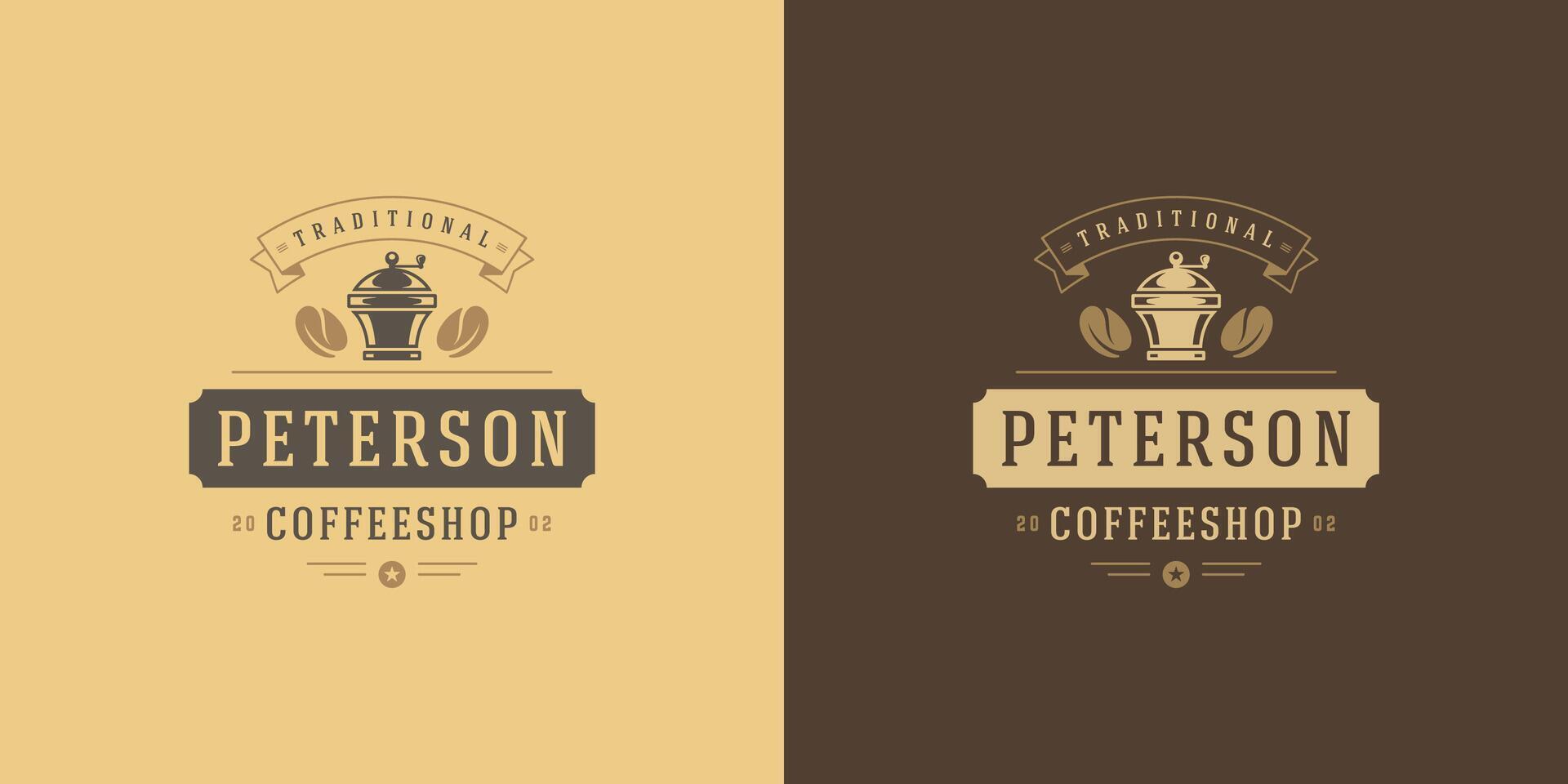 Coffee shop logo template illustration with grinder silhouette good for cafe badge design and menu decoration vector