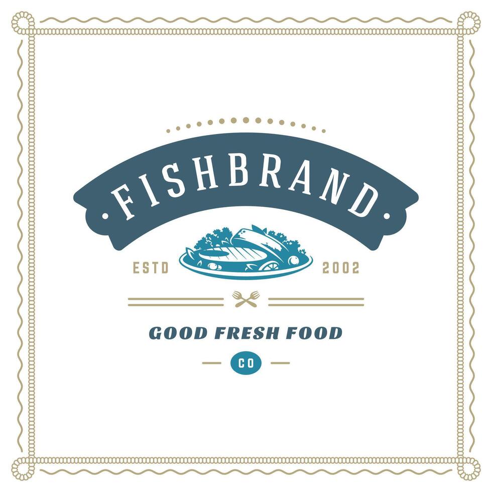 Seafood restaurant logo illustration. vector