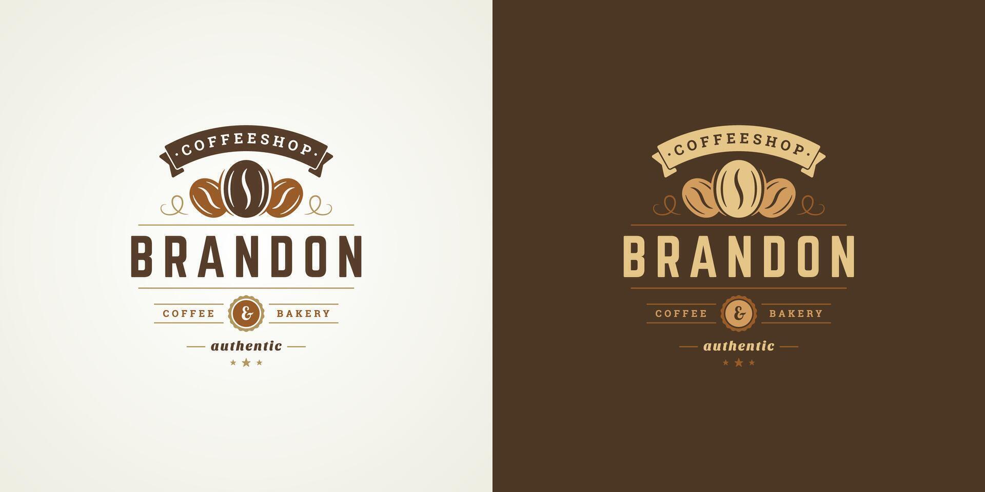 Coffee shop logo template illustration with bean silhouette good for cafe badge design and menu decoration vector