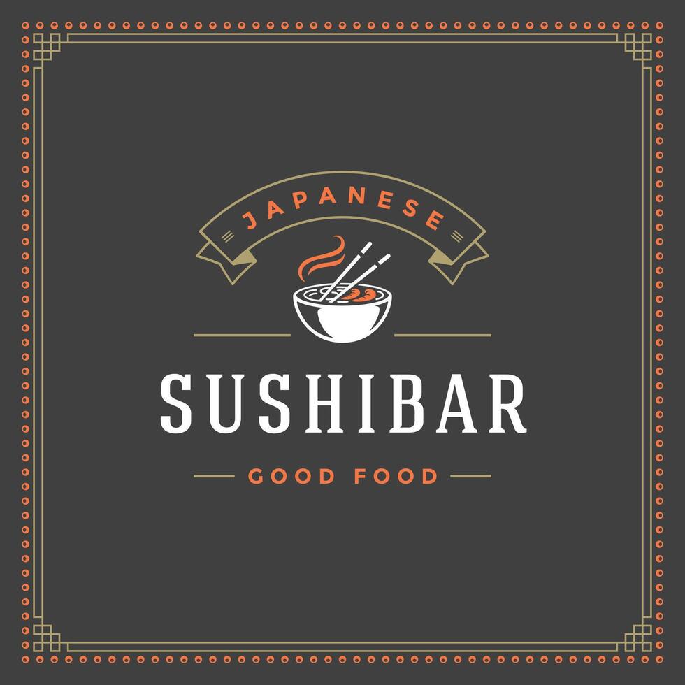 Sushi restaurante logo ilustración. vector