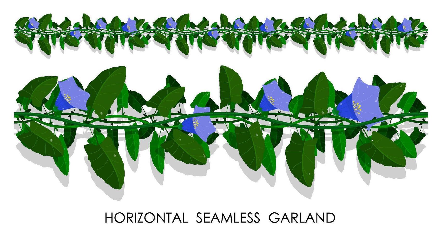 verde liana floreciente con azul flores para decorando de marcos, invitación tarjetas aislado en blanco antecedentes vector