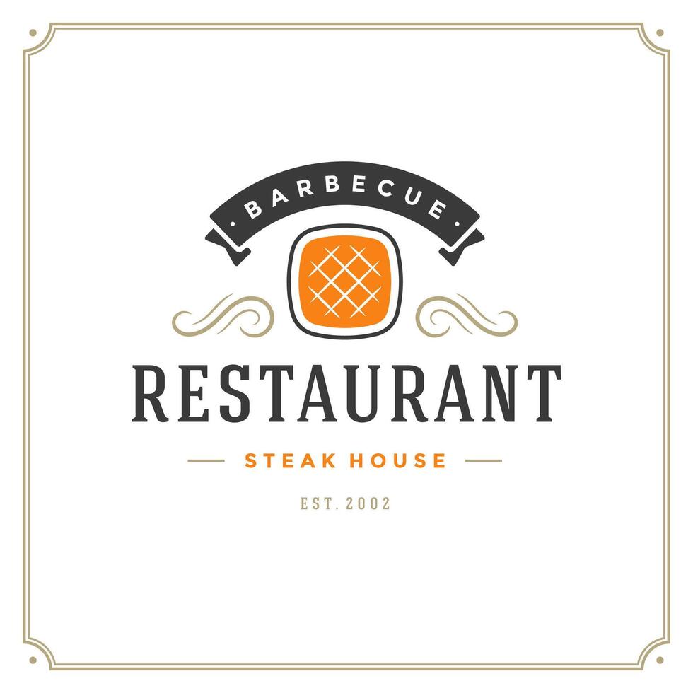 Grill restaurant logo illustration. vector