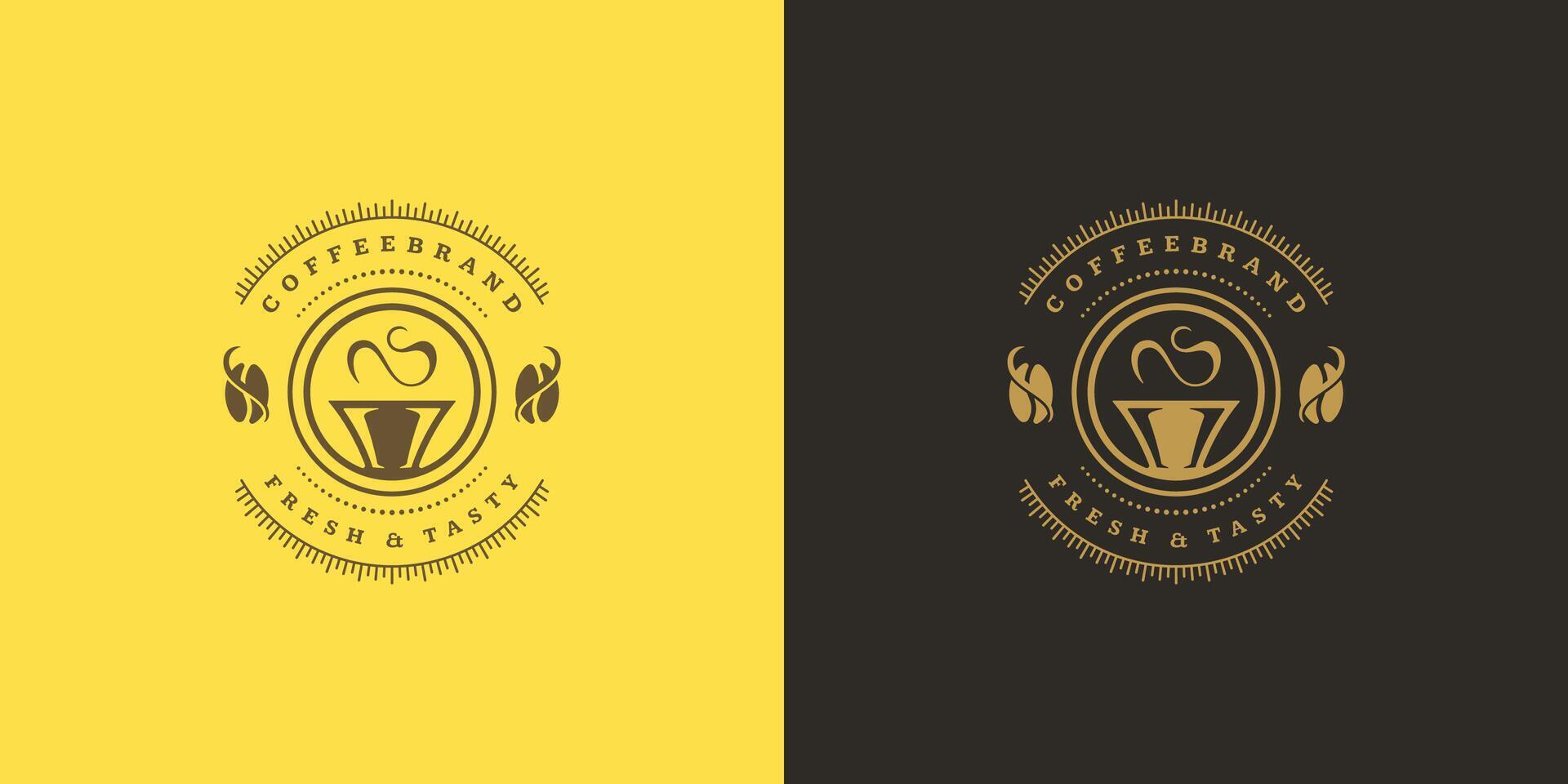 Coffee or tea shop logo template illustration with bean silhouette good for cafe badge design and menu decoration vector
