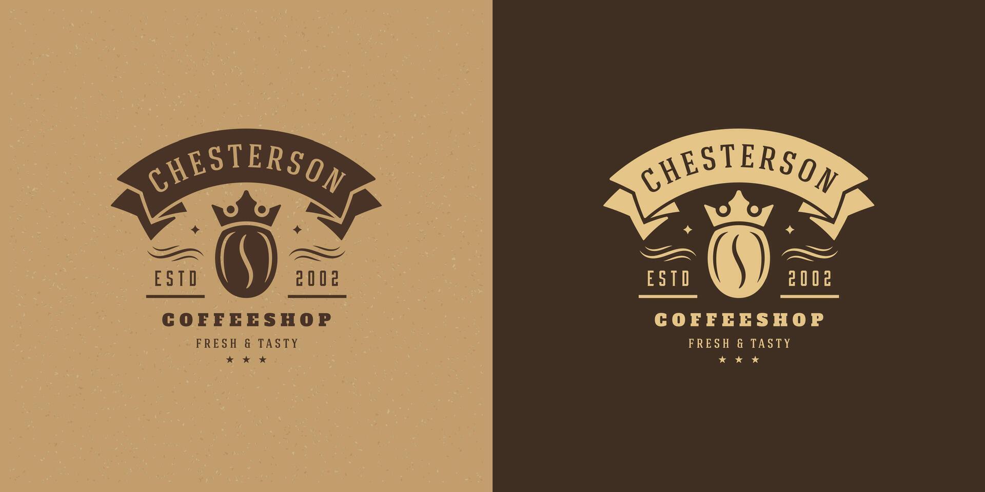 Coffee shop logo template illustration with bean silhouette good for cafe badge design and menu decoration vector