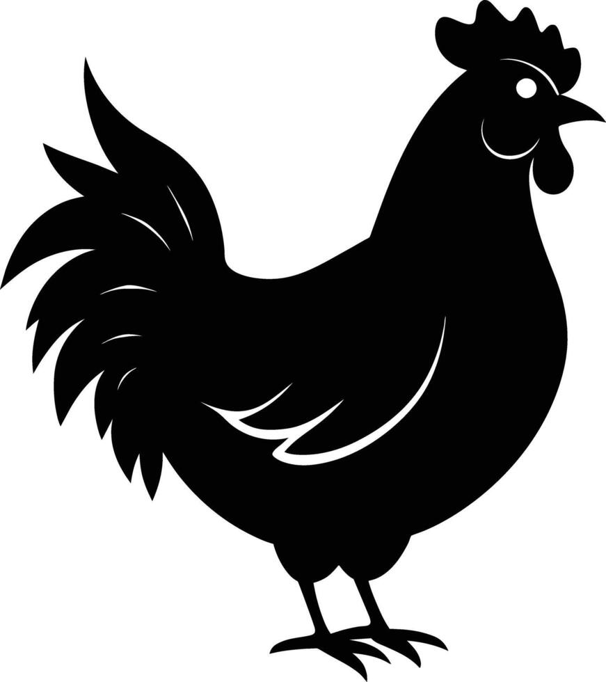 A majestic chicken silhouette embodies elegance and charm in captivating detail vector