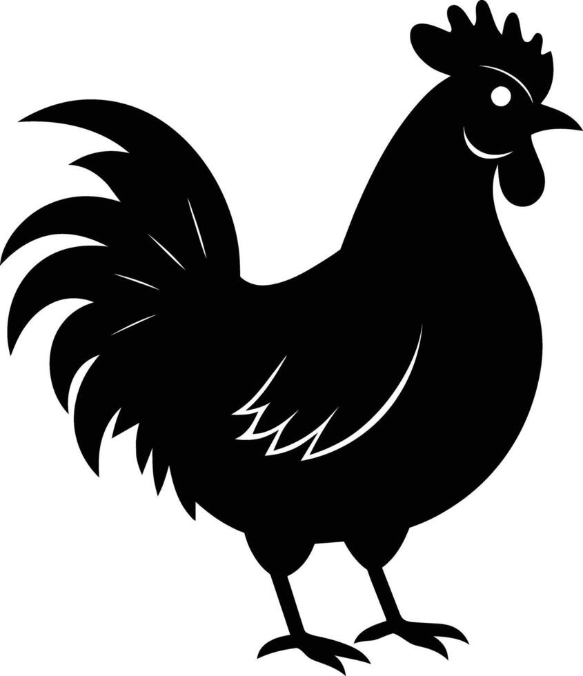 A majestic chicken silhouette embodies elegance and charm in captivating detail vector