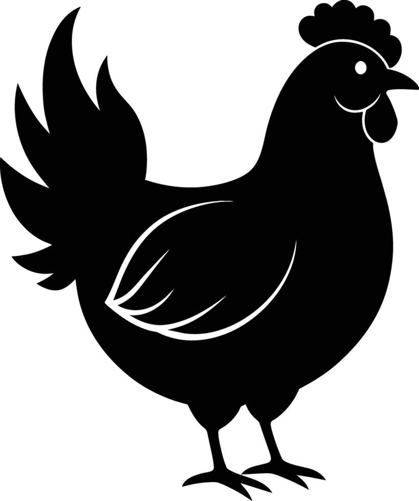 A majestic chicken silhouette embodies elegance and charm in captivating detail vector