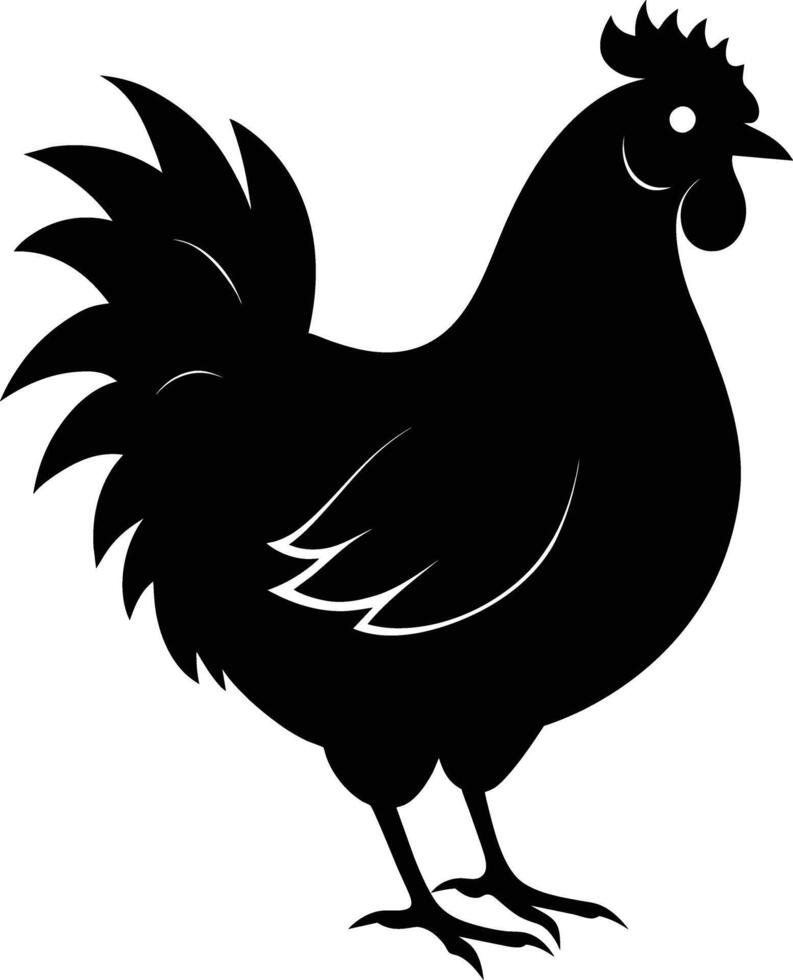 A majestic chicken silhouette embodies elegance and charm in captivating detail vector