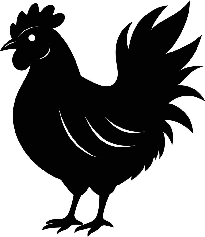 A majestic chicken silhouette embodies elegance and charm in captivating detail vector