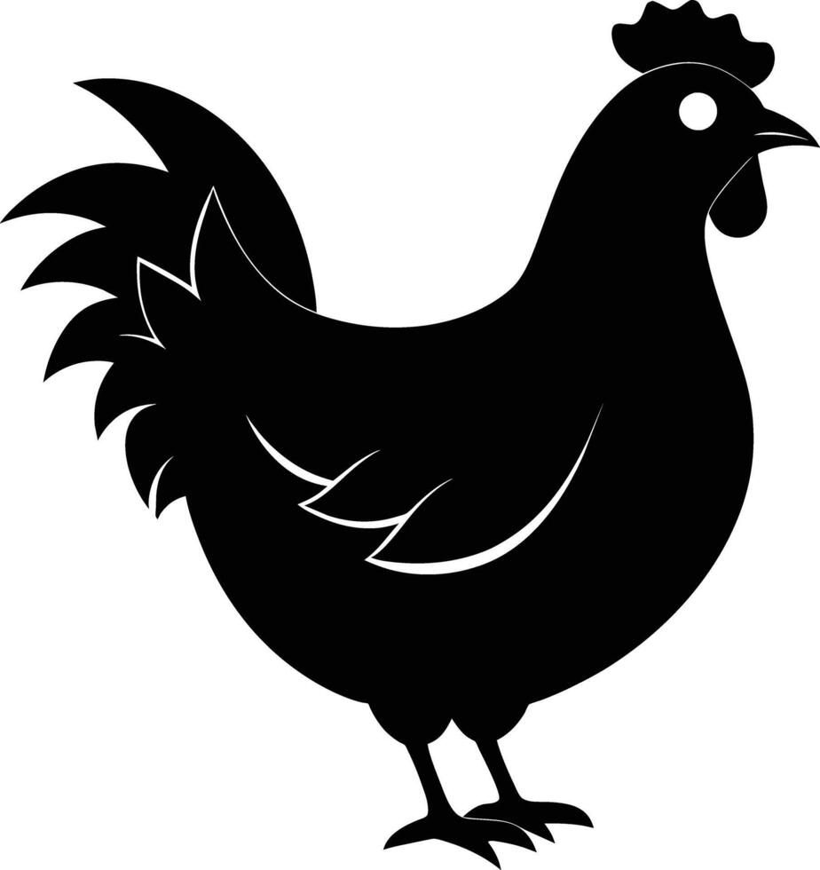 A majestic chicken silhouette embodies elegance and charm in captivating detail vector