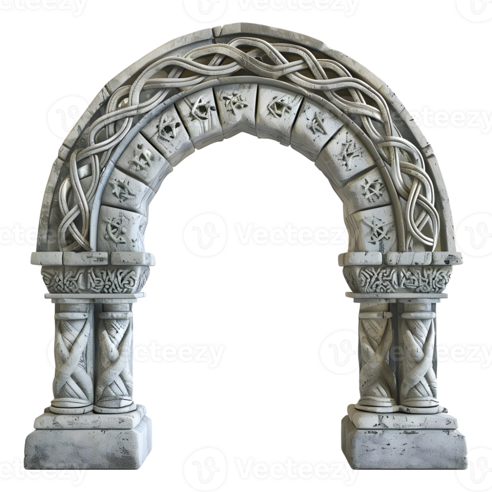 Stone Rounded Entrance Ancient Wall on Transparent background png