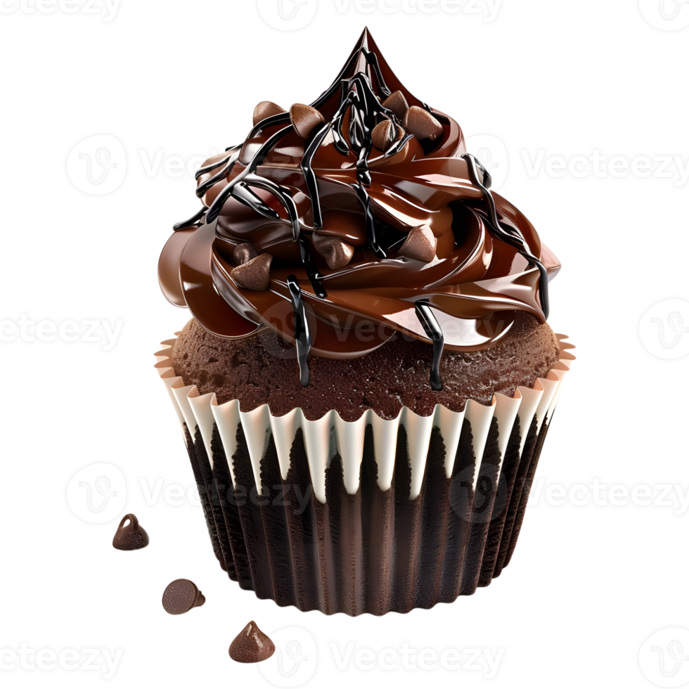 3D Rendering of a Chocolate Cupcake on Transparent Background png
