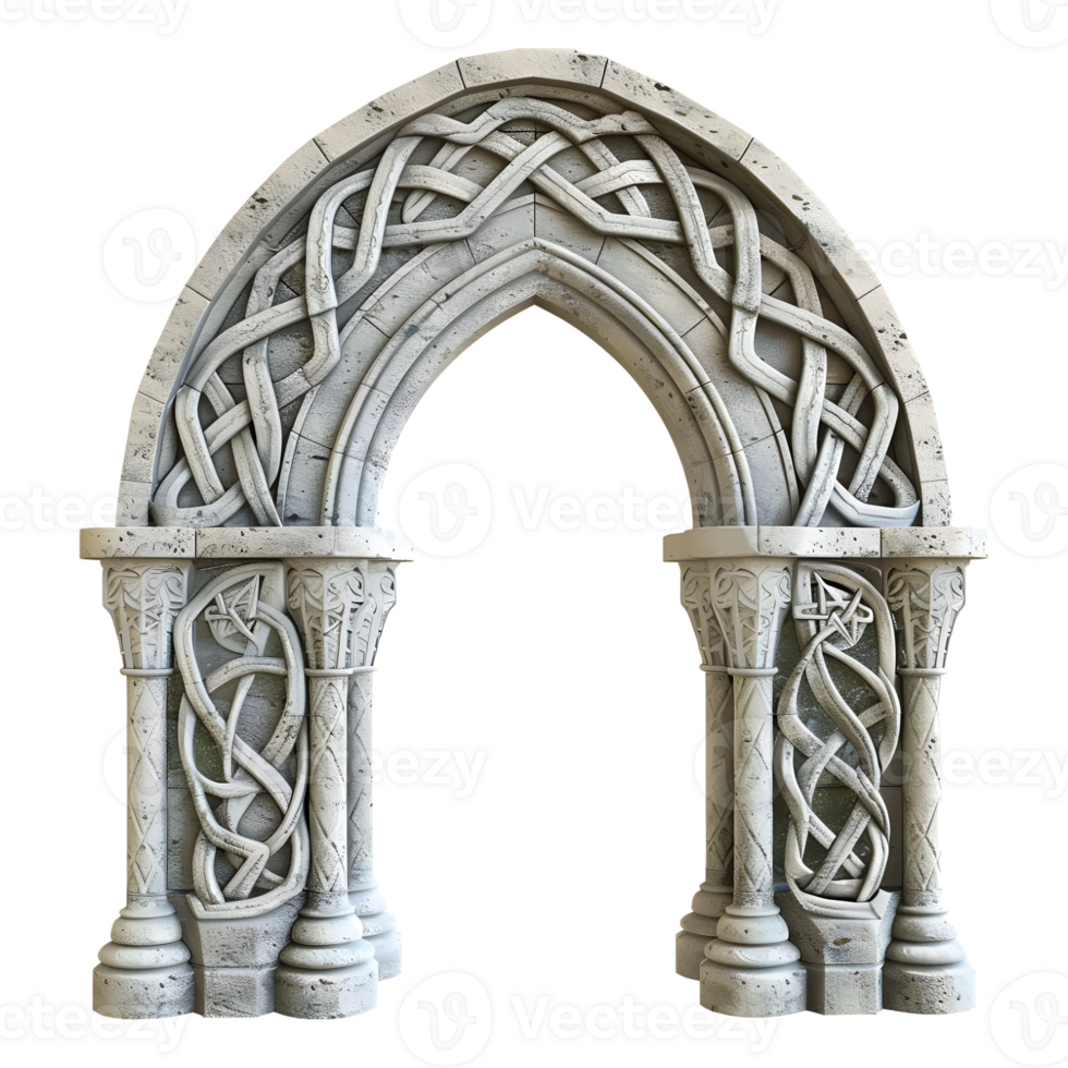 Stone Rounded Entrance Ancient Wall on Transparent background png