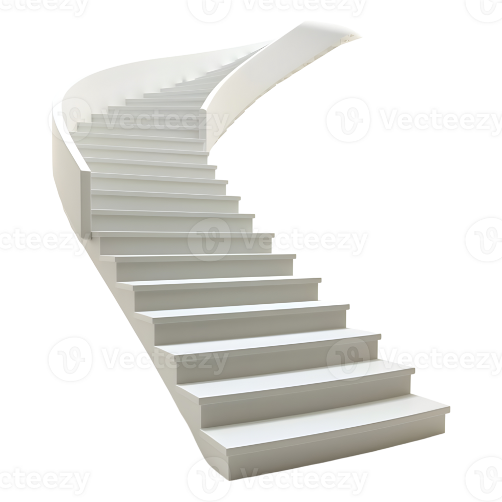 3D Rendering of a White Marble Stairs on Transparent Background png