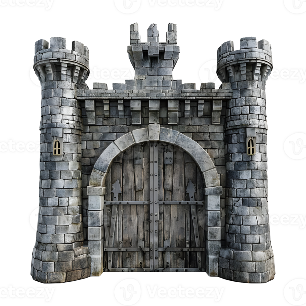 Ancient Castle Gate Front on Transparent background png