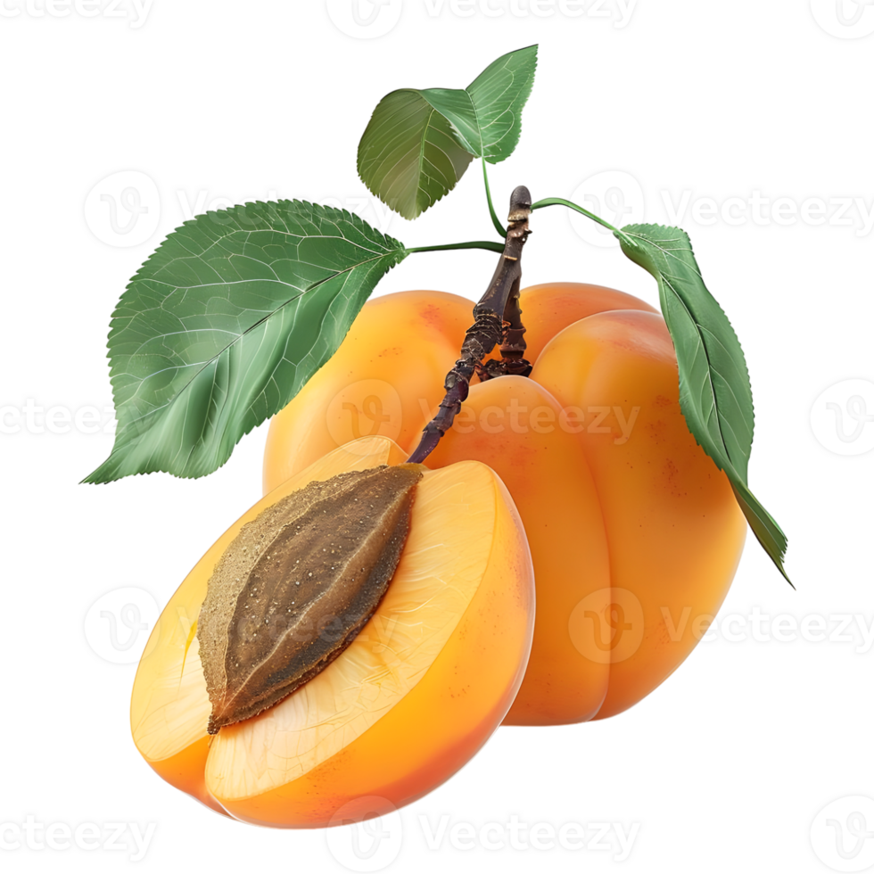 3D Rendering of a Orange Apricot on Transparent Background png