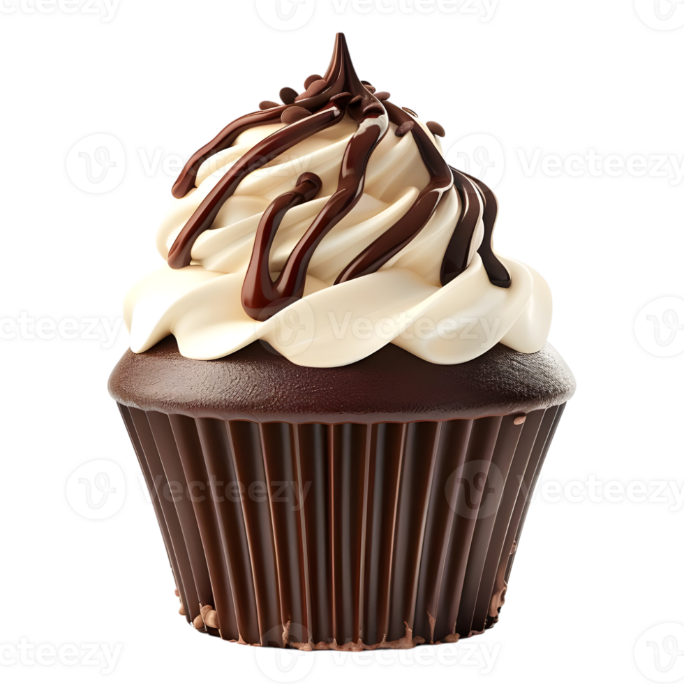 3D Rendering of a Chocolate Cupcake on Transparent Background png