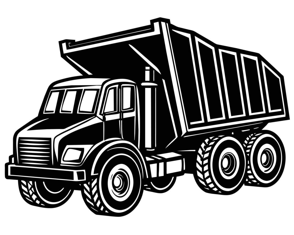 Tipper truck illustration Illustration Black and White vector